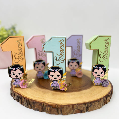 Flowers & Butterfly -3D Number
