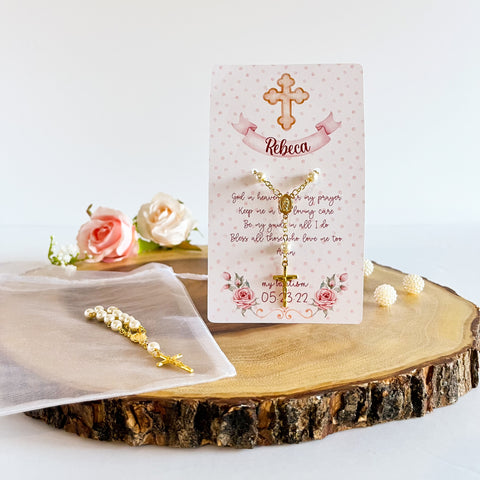 Baptism Card w/ Mini Rosario
