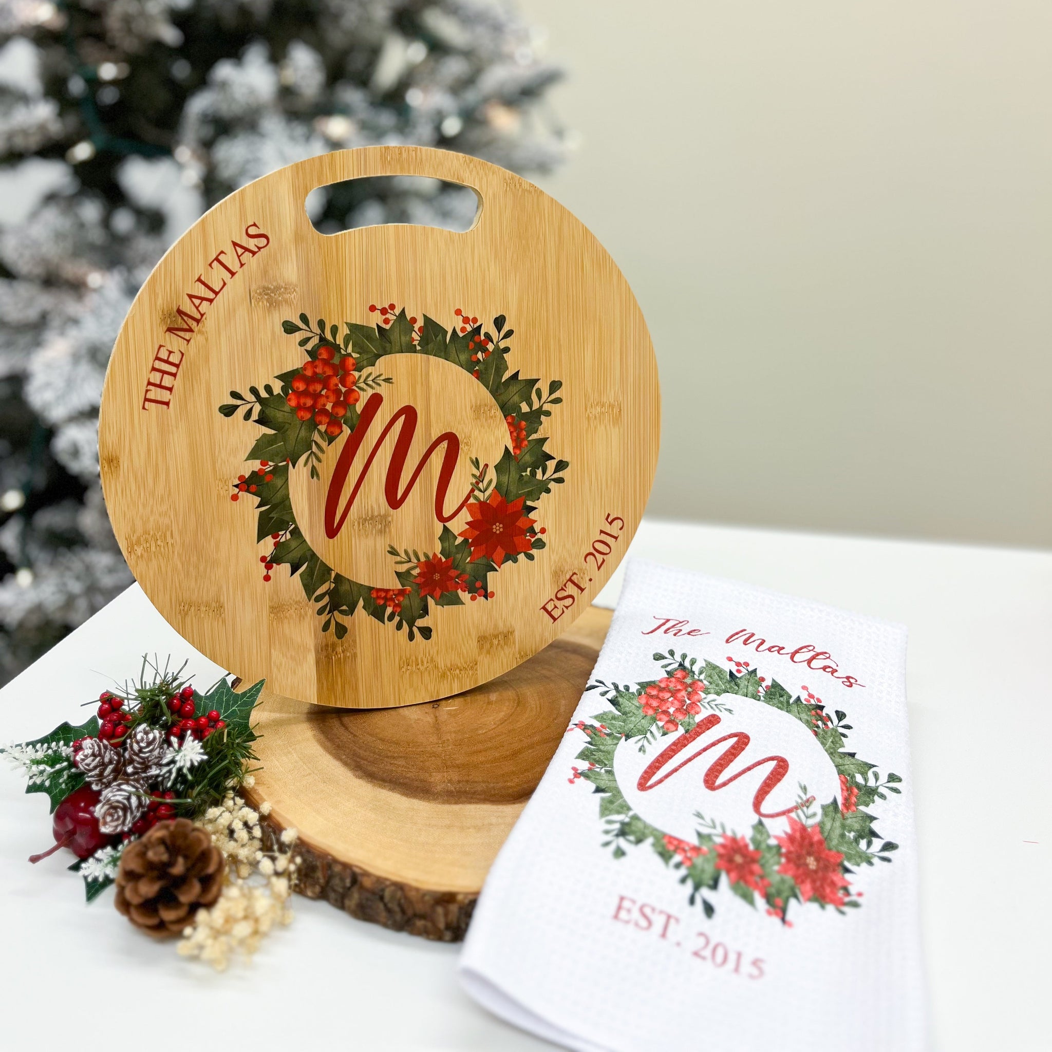 Cutter Board + Kitchen Towel Christmas